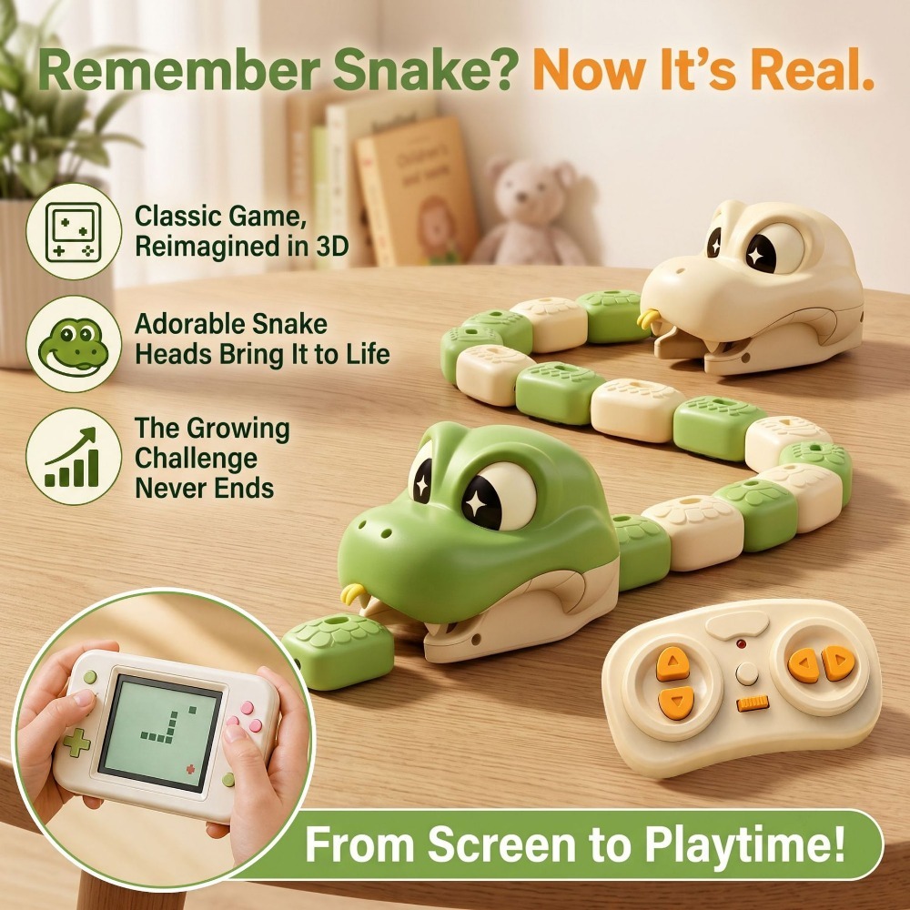 Kids Educational Device - Remote Controlled Greedy Snake Magnetic Attachment