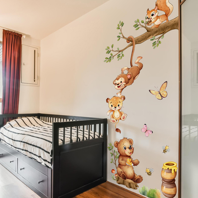 Animal Branches Cute Monkey Bu - Kids Educational Poster review and price