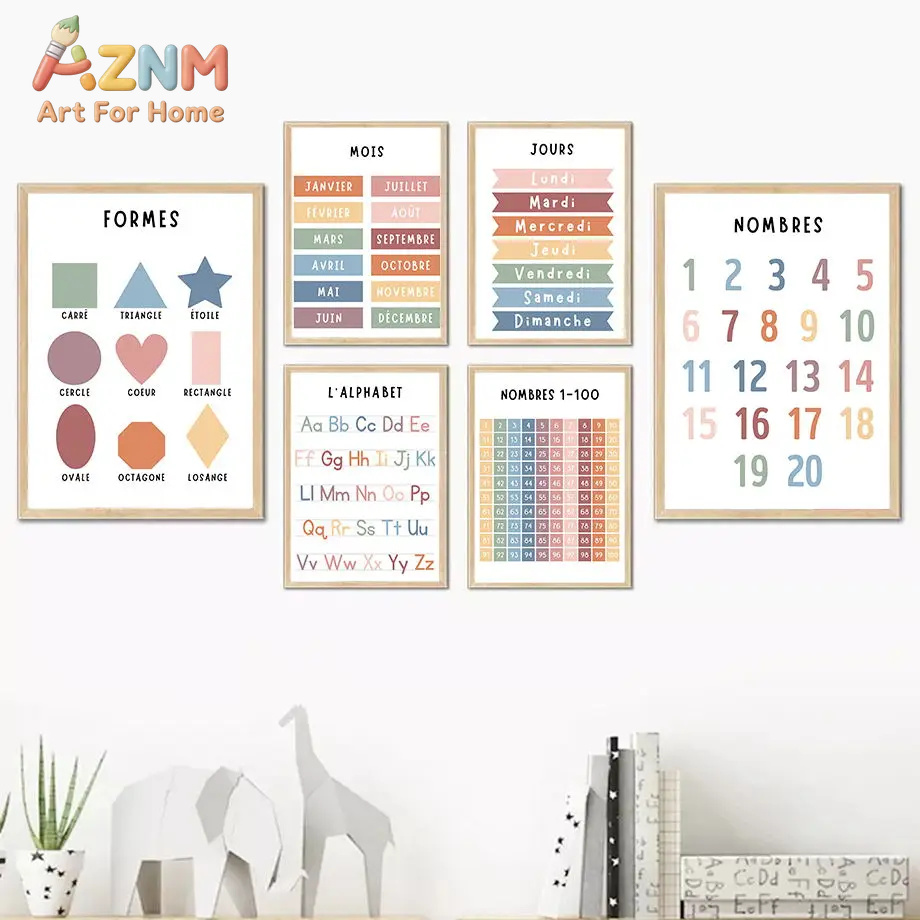 English French Number Alphabet - Kids Educational Poster review and price