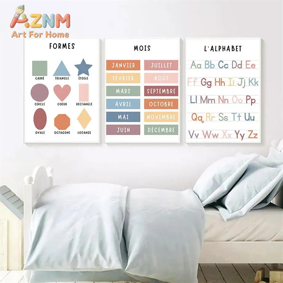 English French Number Alphabet - Kids Educational Poster review and price
