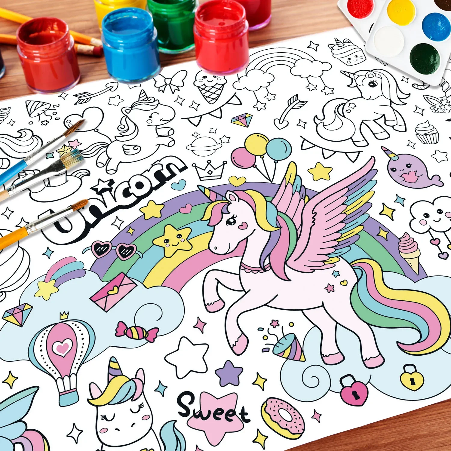 New Unicorn Coloring Books for - Kids Educational Poster review and price